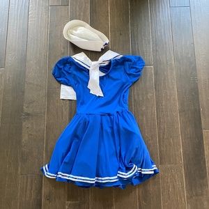Blue Sailor Girl Costume with White Hat